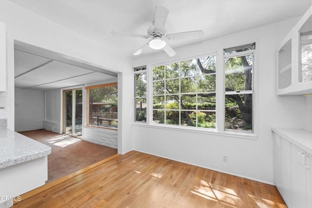 unfurnished sunroom featuring wood finished floors and a wealth of natural light