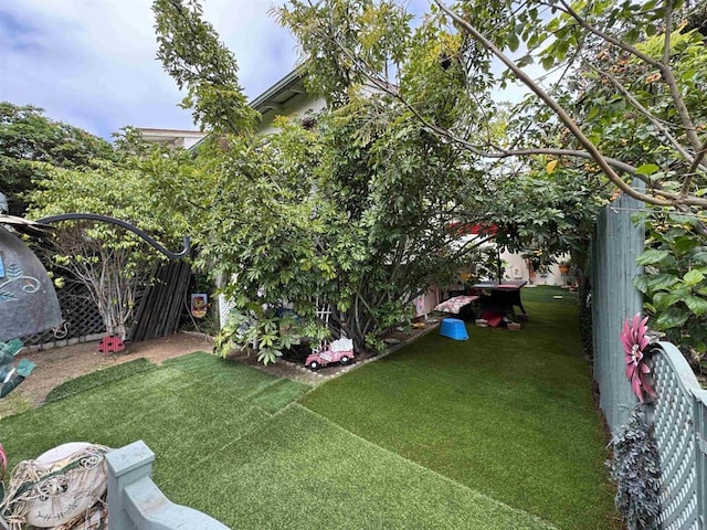 view of yard featuring fence private yard