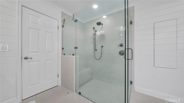 2617 Huntington Ln Unit B, Redondo Beach, CA 90278 - bathroom featuring a stall shower and crown molding