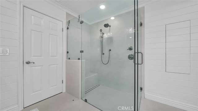 2617 Huntington Ln Unit B, Redondo Beach, CA 90278 - bathroom with ornamental molding and a shower stall