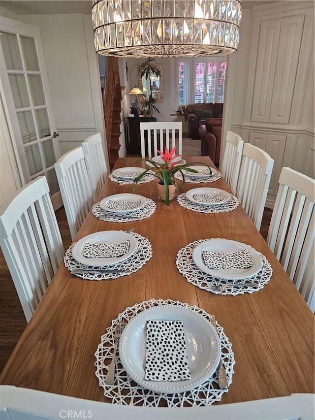 2617 Huntington Ln Unit B, Redondo Beach, CA 90278 - dining room with stairs and a chandelier