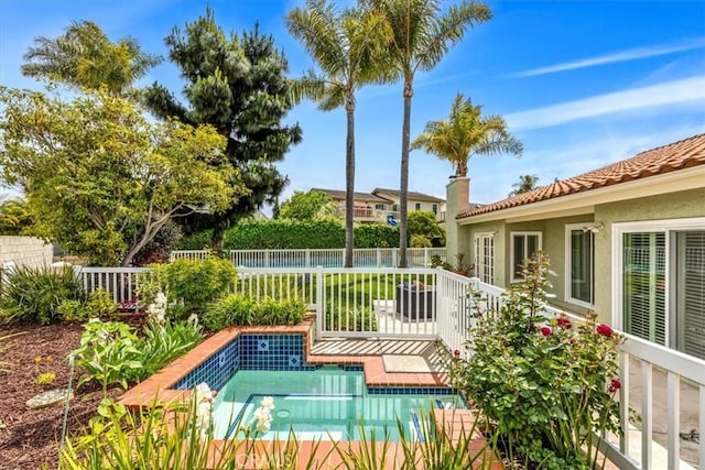 view of pool with a fenced backyard and a fenced in pool