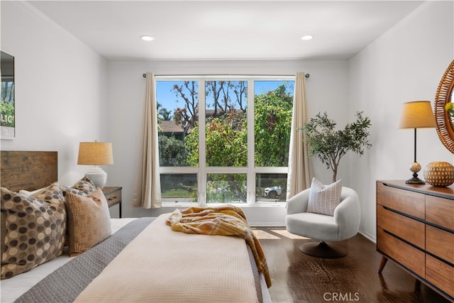 1930 S Beverly Glen Blvd Unit 103, Los Angeles, CA 90025 - bedroom with wood finished floors, crown molding, and recessed lighting