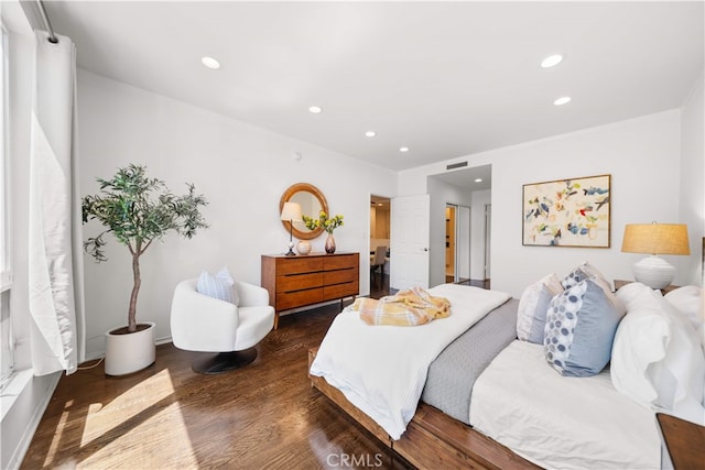 1930 S Beverly Glen Blvd Unit 103, Los Angeles, CA 90025 - bedroom featuring recessed lighting, dark wood-style floors, and baseboards