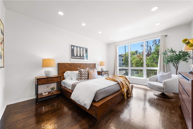 1930 S Beverly Glen Blvd Unit 103, Los Angeles, CA 90025 - bedroom with recessed lighting, wood finished floors, baseboards, and ornamental molding