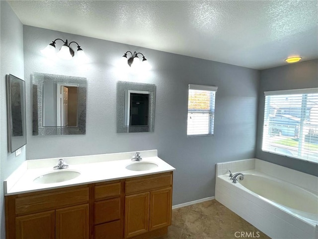 31556 Umbria Ln, Winchester, CA 92596 - full bath featuring a textured ceiling, double vanity, and a bath