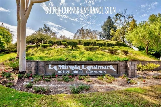 view of community sign