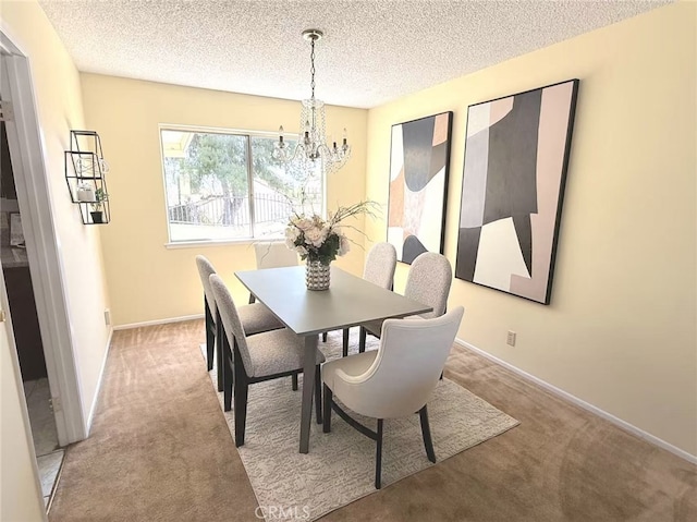 578 Vista Rambla, Walnut, CA 91789 - dining room with a chandelier, carpet, a textured ceiling, and baseboards