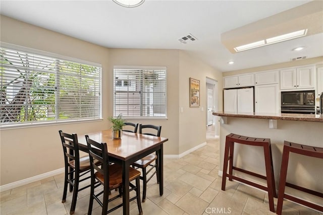 33046 Ocean Rdg, Dana Point, CA 92629 - dining space with recessed lighting, baseboards, and visible vents