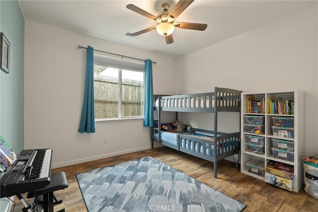 1982 Dawncrest Dr, Chico, CA 95928 - bedroom featuring baseboards, wood finished floors, and a ceiling fan