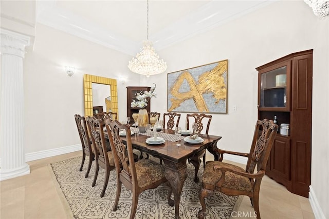 1774 Orangewood Ln, Arcadia, CA 91006 - dining area with a chandelier and decorative columns