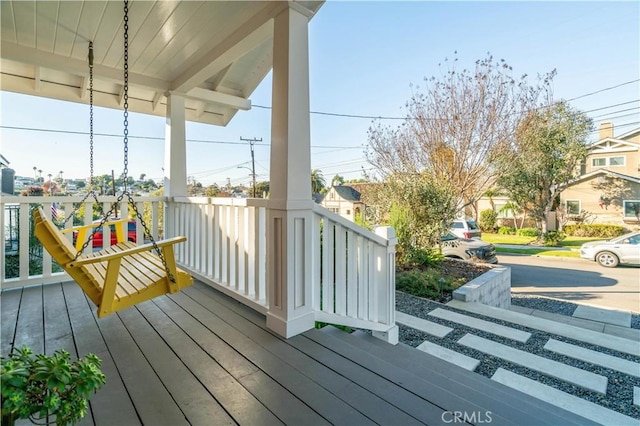 wooden deck with a porch