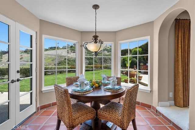 2839 Via Victoria, Palos Verdes Estates, CA 90274 - dining room with plenty of natural light, arched walkways, and tile patterned floors