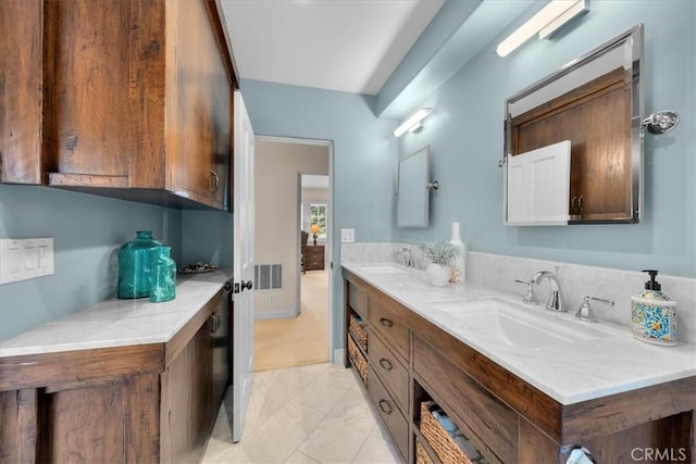 2839 Via Victoria, Palos Verdes Estates, CA 90274 - bathroom featuring double vanity and marble finish floors