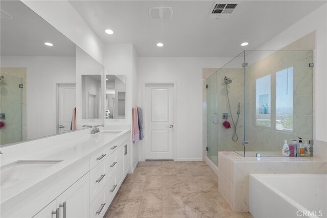 18797 Big Cedar Dr, Canyon Country, CA 91387 - full bath featuring a bathtub, a sink, and a stall shower