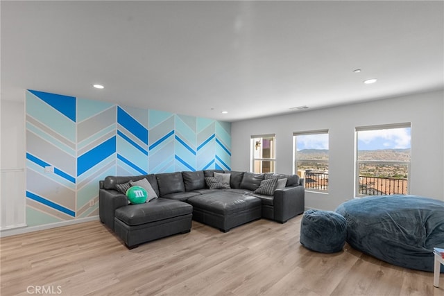 18797 Big Cedar Dr, Canyon Country, CA 91387 - living room with recessed lighting, light wood-style flooring, and visible vents