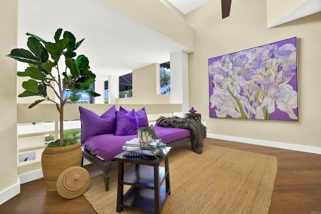 1710 Via Allondra, San Marcos, CA 92078 - living area with baseboards, ceiling fan, and wood finished floors