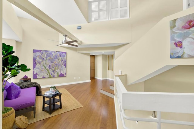 1710 Via Allondra, San Marcos, CA 92078 - living area with a ceiling fan, baseboards, and wood finished floors