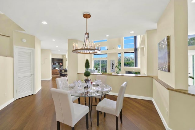 1710 Via Allondra, San Marcos, CA 92078 - dining room featuring baseboards, recessed lighting, wood finished floors, and a chandelier