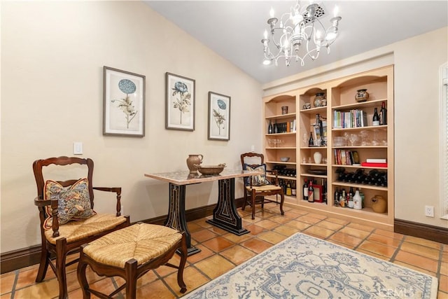 1015 Wild Oats Way, Templeton, CA 93465 - home office with light tile patterned floors, an inviting chandelier, and baseboards