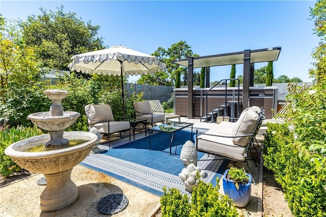 1015 Wild Oats Way, Templeton, CA 93465 - view of patio / terrace with fence and a hot tub