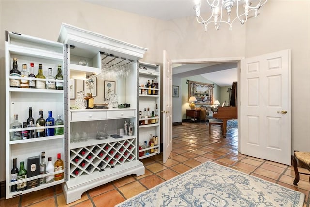 1015 Wild Oats Way, Templeton, CA 93465 - interior space with a chandelier, a bar, and tile patterned floors