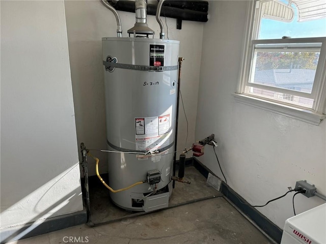 utility room featuring water heater