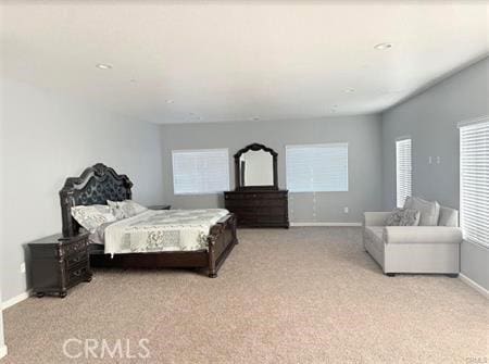 5491 N Pinnacle Ln, San Bernardino, CA 92407 - bedroom with light carpet, baseboards, and recessed lighting