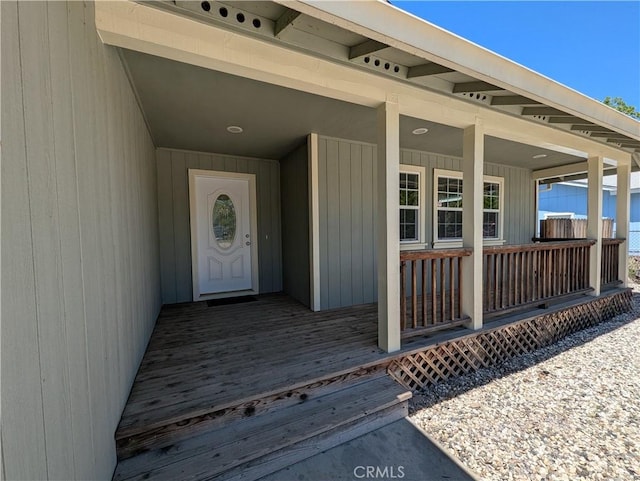 entrance to property with a porch