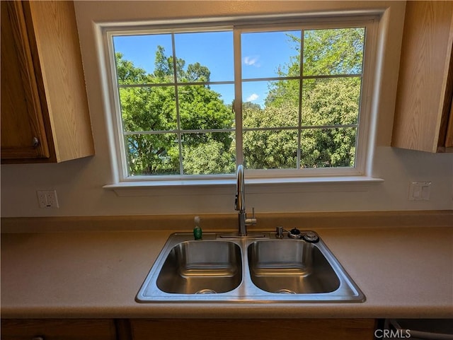 kitchen with a healthy amount of sunlight, light countertops, and a sink