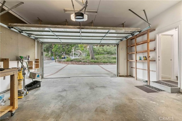 garage with a garage door opener