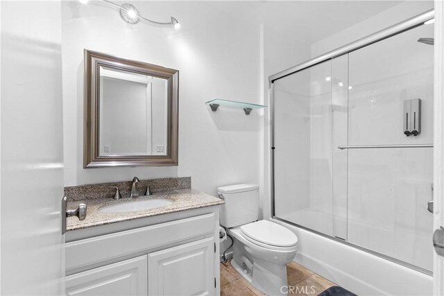 2320 Jayma Ln, La Crescenta, CA 91214 - full bathroom with vanity, bath / shower combo with glass door, and tile patterned floors
