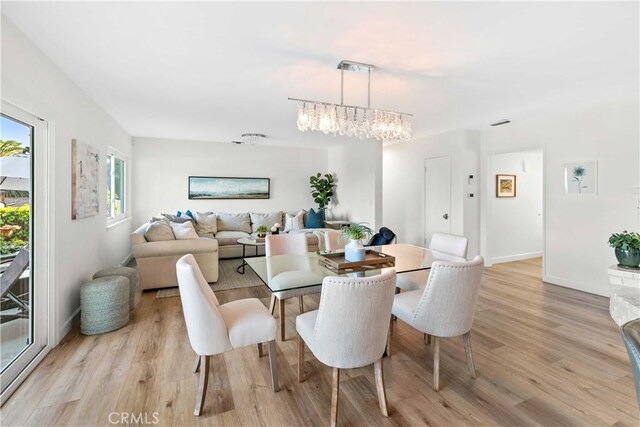2320 Jayma Ln, La Crescenta, CA 91214 - dining room featuring a chandelier and light wood-style flooring