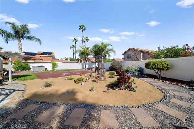 view of yard with a patio and a fenced backyard