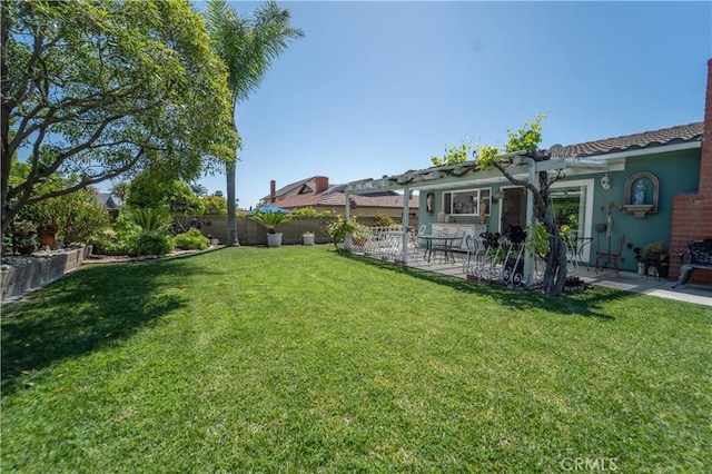 view of yard with a patio and a fenced backyard