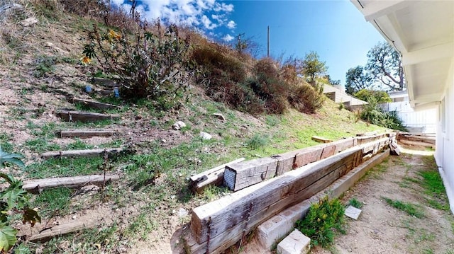 view of yard with fence