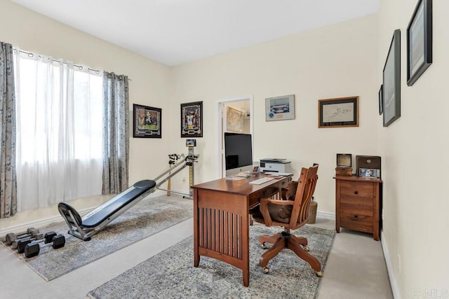 office featuring carpet floors and baseboards