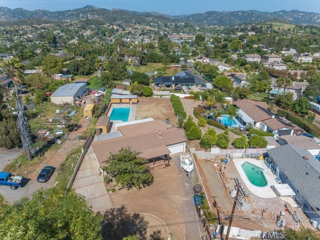 aerial view with a mountain view