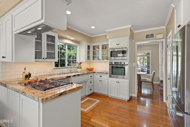 kitchen featuring a wealth of natural light, visible vents, stainless steel appliances, and a sink