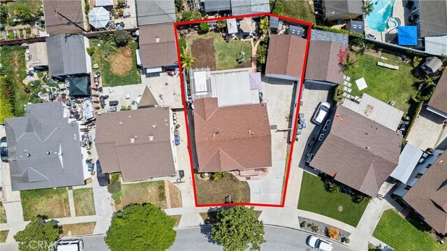 aerial view with a residential view