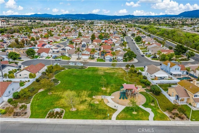 bird's eye view with a mountain view and a residential view