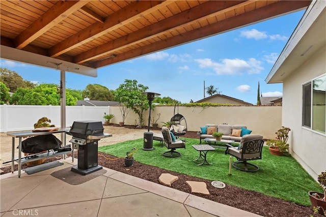 370 W 13th St, Upland, CA 91786 - fenced backyard with an outdoor hangout area, area for grilling, and a patio