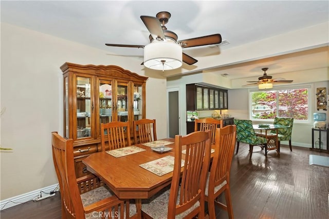 370 W 13th St, Upland, CA 91786 - dining area featuring ceiling fan and dark wood-style floors