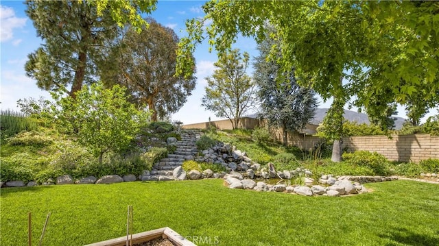 view of yard featuring fence