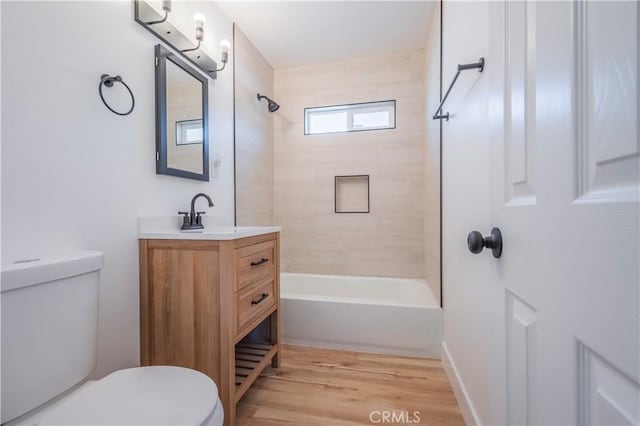 1976 Galemont Ave, Hacienda Heights, CA 91745 - bathroom featuring toilet, shower / washtub combination, wood finished floors, and vanity