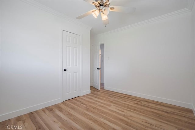 1976 Galemont Ave, Hacienda Heights, CA 91745 - empty room featuring light wood-style floors, crown molding, a ceiling fan, and baseboards