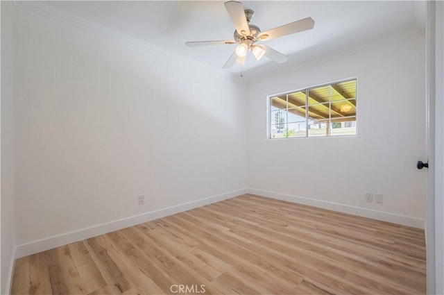 1976 Galemont Ave, Hacienda Heights, CA 91745 - unfurnished room with ornamental molding, light wood-type flooring, a ceiling fan, and baseboards
