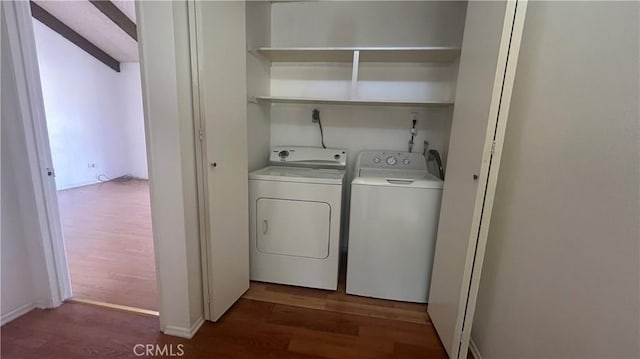 1224 Mohave Dr, Colton, CA 92324 - laundry room with wood finished floors, laundry area, and washing machine and dryer