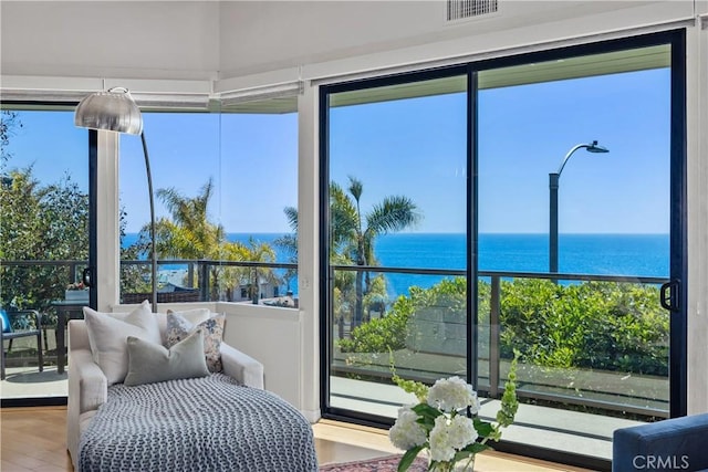 31588 Table Rock Dr, Laguna Beach, CA 92651 - sunroom with a water view and wood finished floors