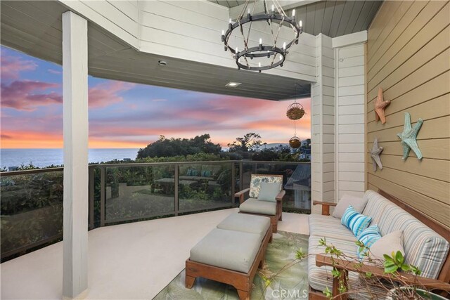 31588 Table Rock Dr, Laguna Beach, CA 92651 - view of patio / terrace featuring a water view and outdoor lounge area